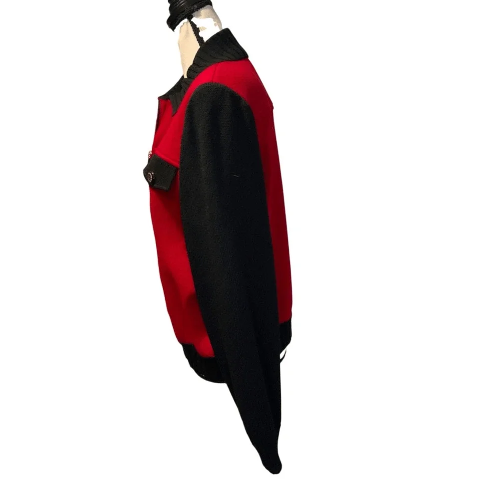St. John Knit Jacket Red Black